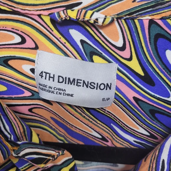 Modern Abstract Design Vibrant Men's Swirl Pattern Shirt Size Small - Picture 3 of 5